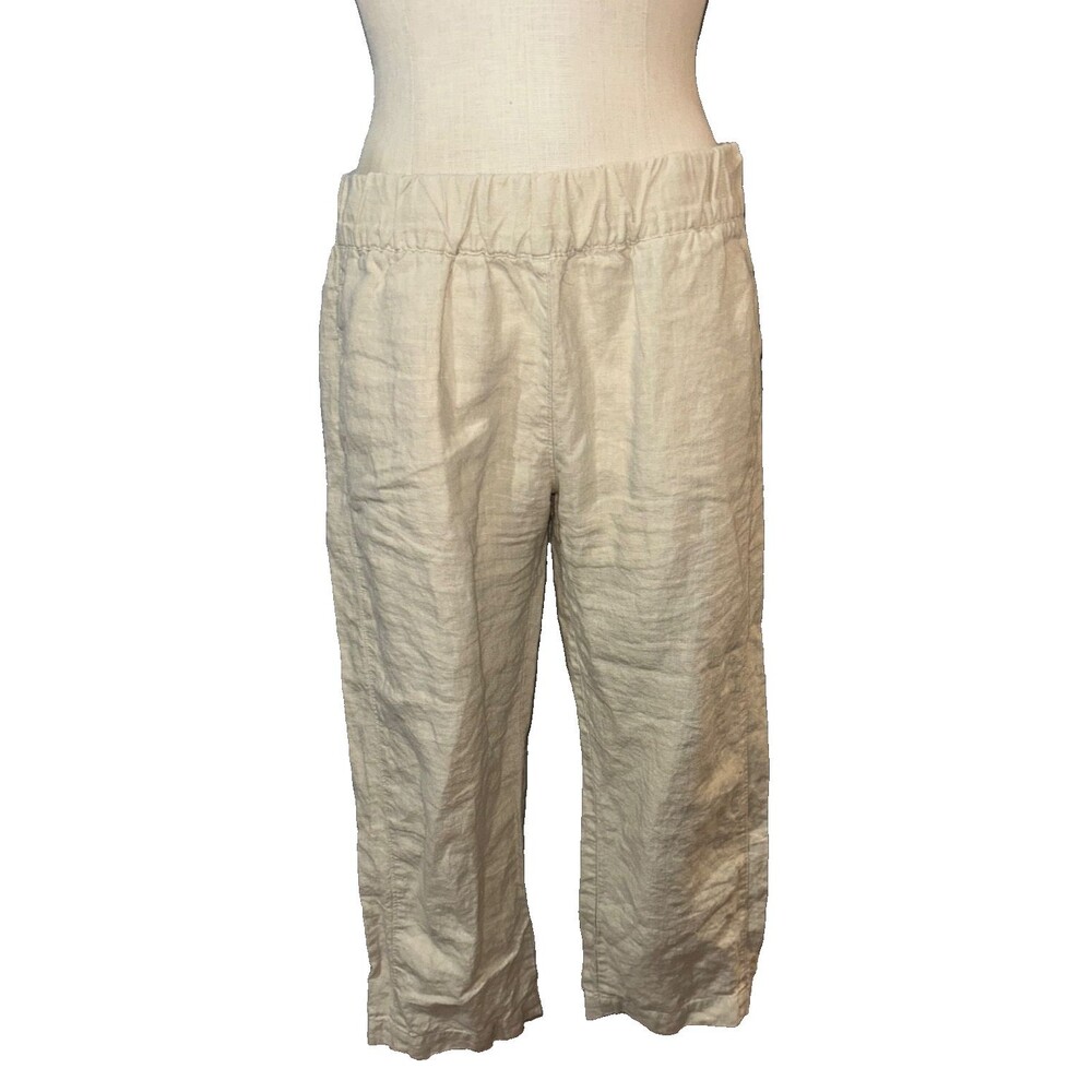 American Giant Women's Linen Pull On Wide Leg Pants size M Boho Lagenlook